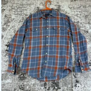 Lucky Brand Mens Plaid Windowpane Long Sleeve Shirt True Indigo Blue Red Size S